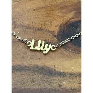 Vintage MBD Signed Gold Toned Lily Name Necklace Adjustable